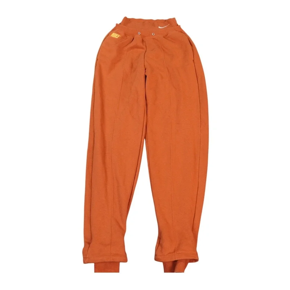 Nike Pants Womens Small Orange High‎ Rise Fleece Sweatpants Swoosh Logo Joggers